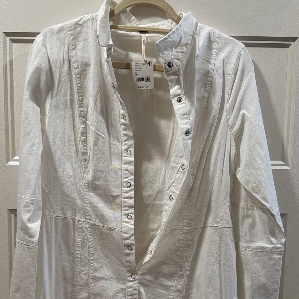 Free People White Button-Down Dress